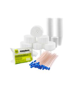 Combo Vasos descartables + Eyectores + Rollos de algodon Easydent