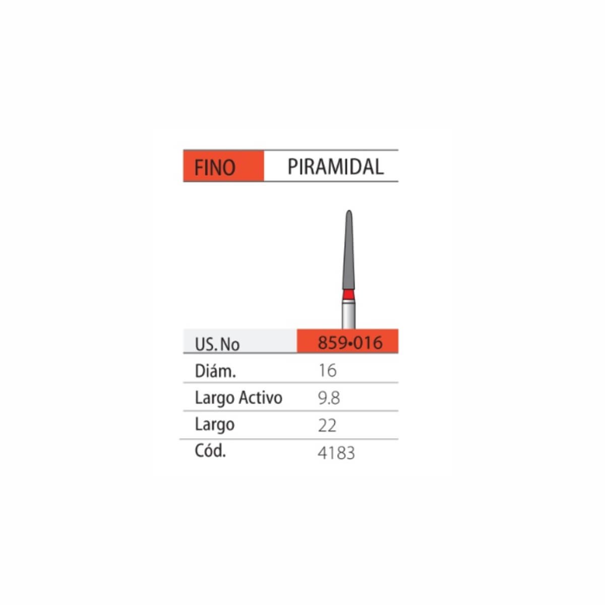 Piedra DIAM FG 859/016F Easydent 166/016F 10mm piramidal anillo rojo Fino 3195F