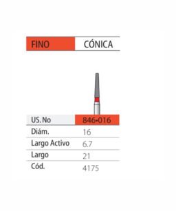 DIAM FG 845/025F Easydent 170/024F conica plana 4.5mm grano fino anillo rojo