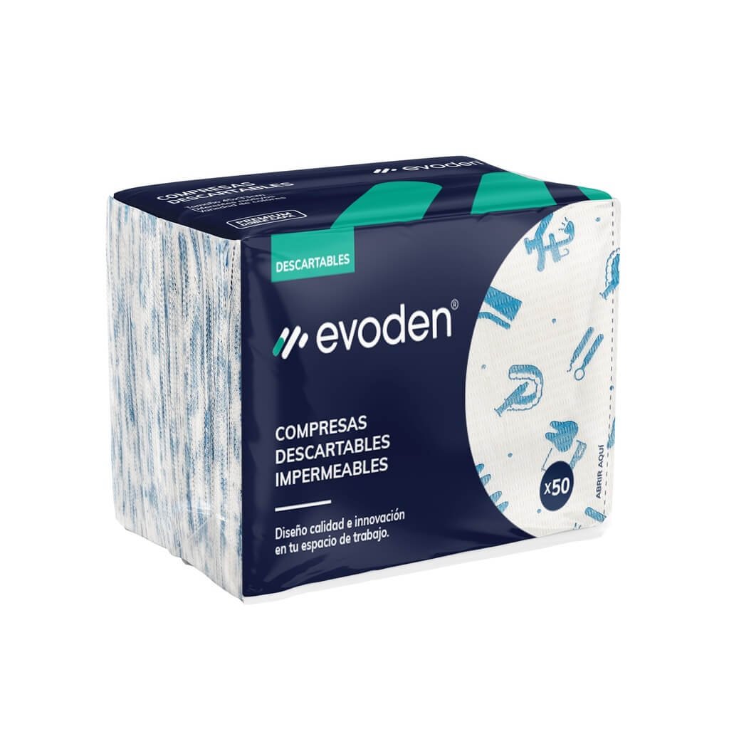 Compresas descartables Premium Estampadas Azul x 50u. EVODEN