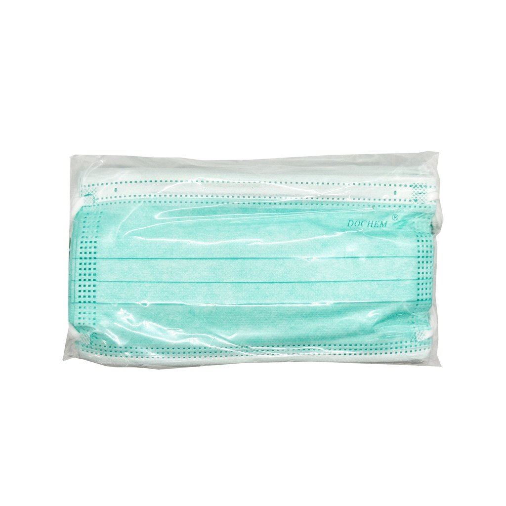 Barbijos 3 Pliegues, caja x 50u. Euromix celeste