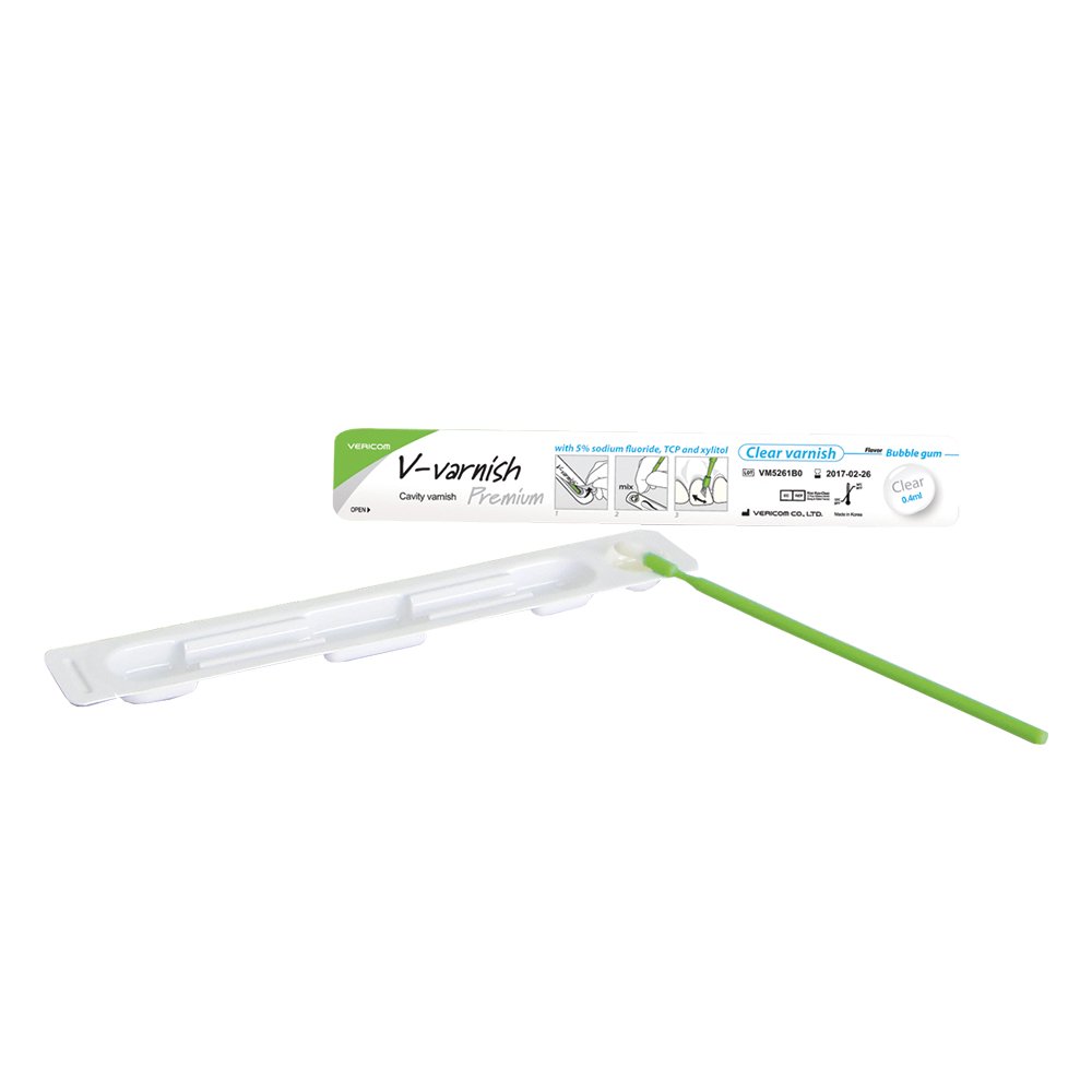 Barniz de fluor V-Varnish Premium (frutilla), monodosis 0.4ml/0.5mg. VERICOM - Imagen 2