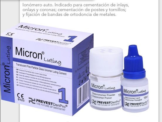 Ionomero Vitreo Micron 1 Para cementacion coronas postes Dental Tipo 1 Avio Prevest