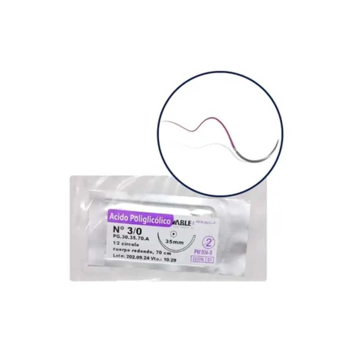 Sutura Vicryl 3-0 Aguja 17mm Ac. Poliglicolico X1 unidad Surgikal